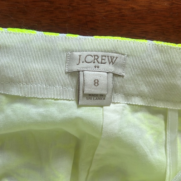 J. Crew Florescent Yellow Floral Mini Skirt Lined embroidered Size 8 - Picture 3 of 5